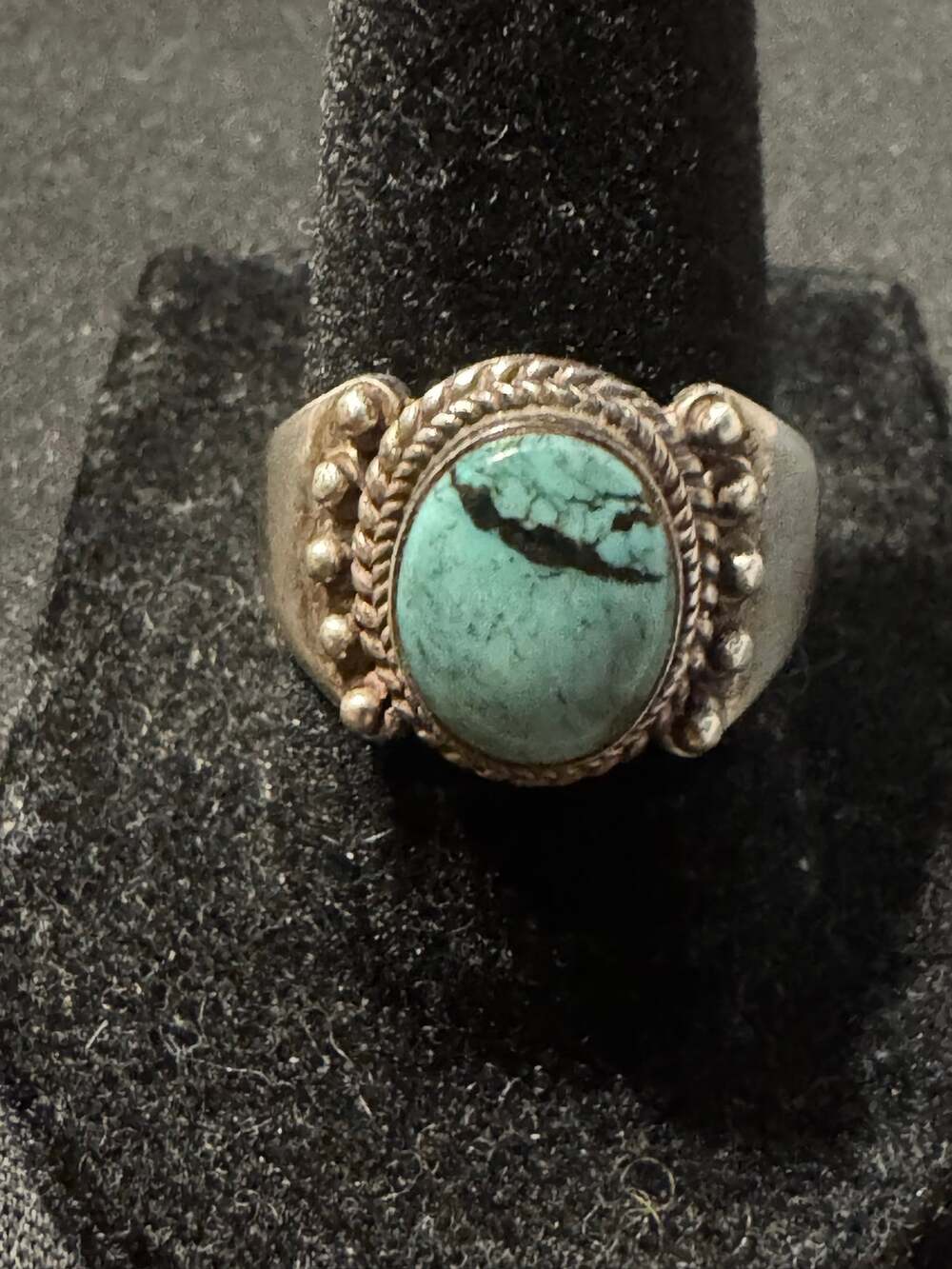 Vintage 925 Sterling Silver Turquoise Ring Size 8.5